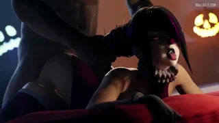 Juri taking it hard on Halloween (Rougenine) [Street Fighter] [u/Da_Darius]