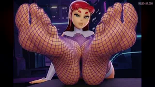 Starfire from Teen Titans - Barefoot, Sheer &amp; Fishnet Soles [Teen Titans] (Zubazuba) [u/Greedy-Effort2109]